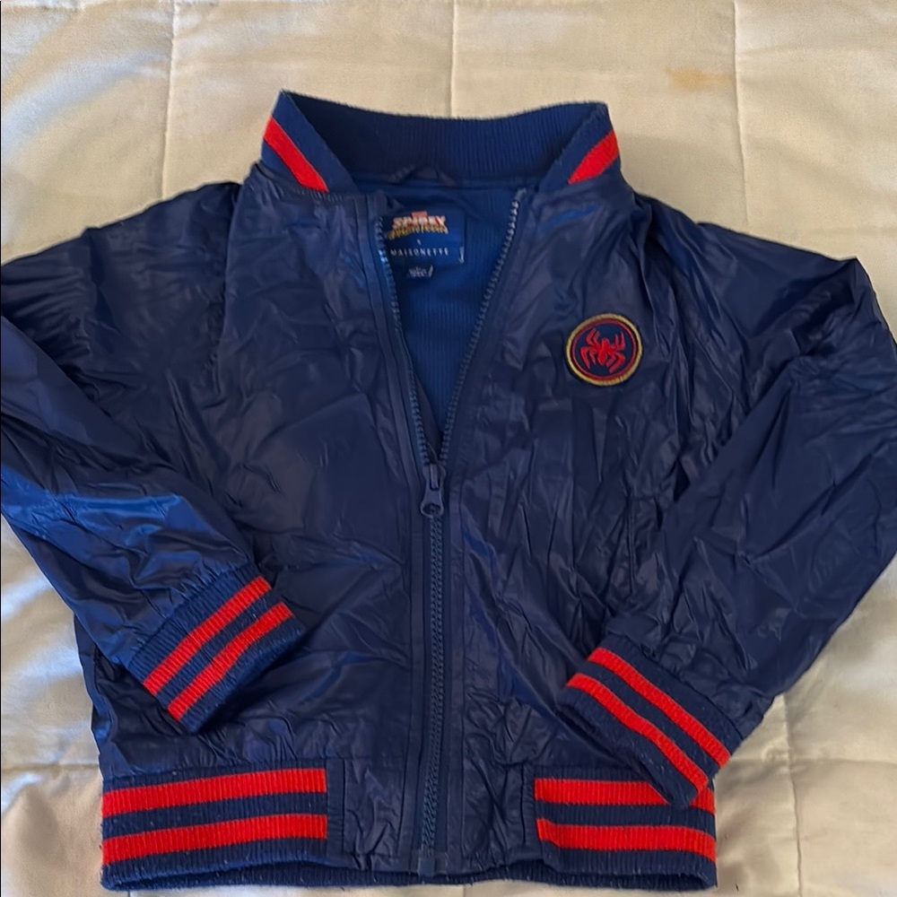 Navy Blue Kids Jacket with Red Stripes